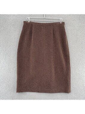Kasper Skirt Womens 10 Brown Textured Midi Pencil Straight Office Career Work